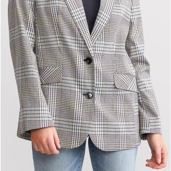 Willow & Root Plaid Blazer NWT Size Large Gray Check Structured Jacket - Picture 4 of 8